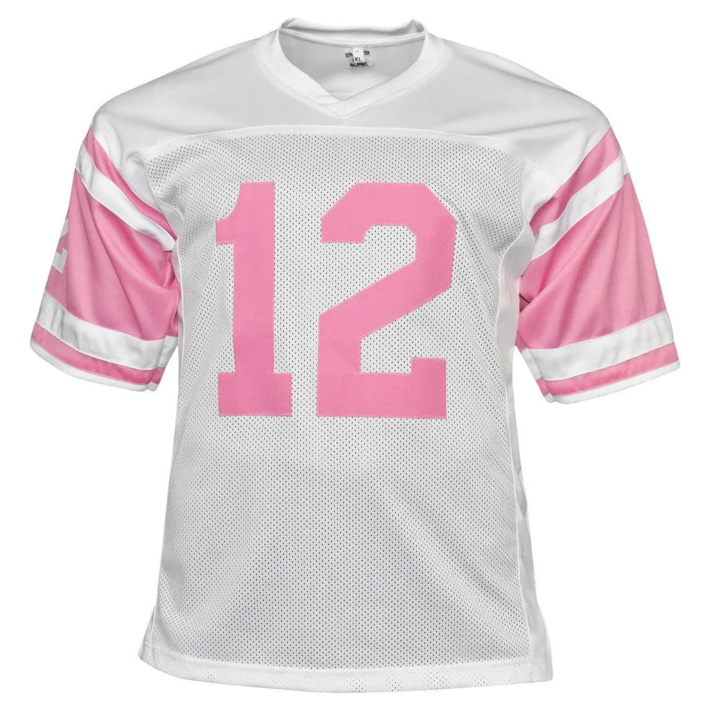 Joe Namath Signed Breast Cancer Awareness Jersey White and Pink Custom Jersey (JSA Witnessed)