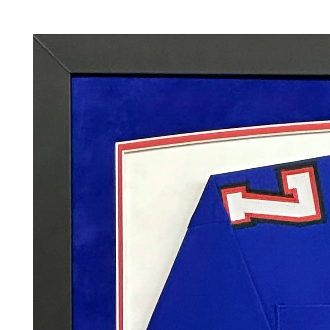 Josh Allen Signed Buffalo Blue Custom Suede Matte Framed Football Jersey (Beckett)