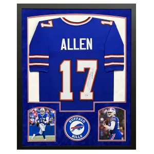 Josh Allen Signed Buffalo Blue Custom Suede Matte Framed Football Jersey (Beckett)