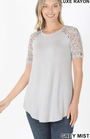 Lace sleeve tee