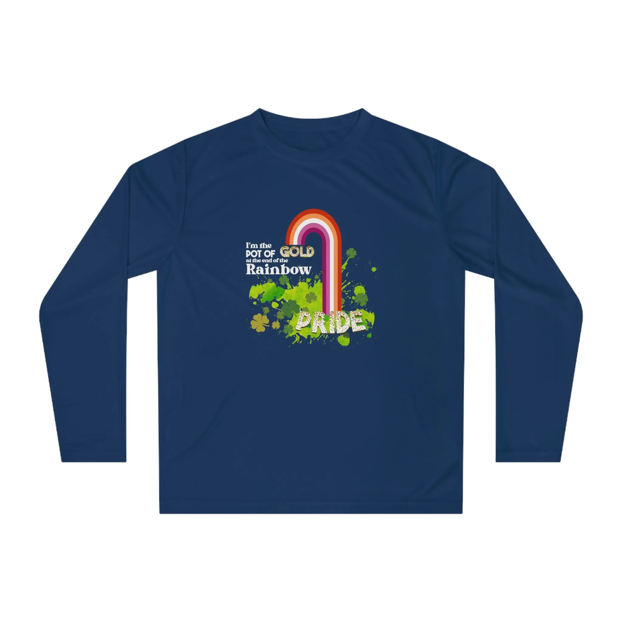 Lesbian Flag Unisex Performance Long Sleeve Shirt - Pot of Gold at the End of My Rainbow