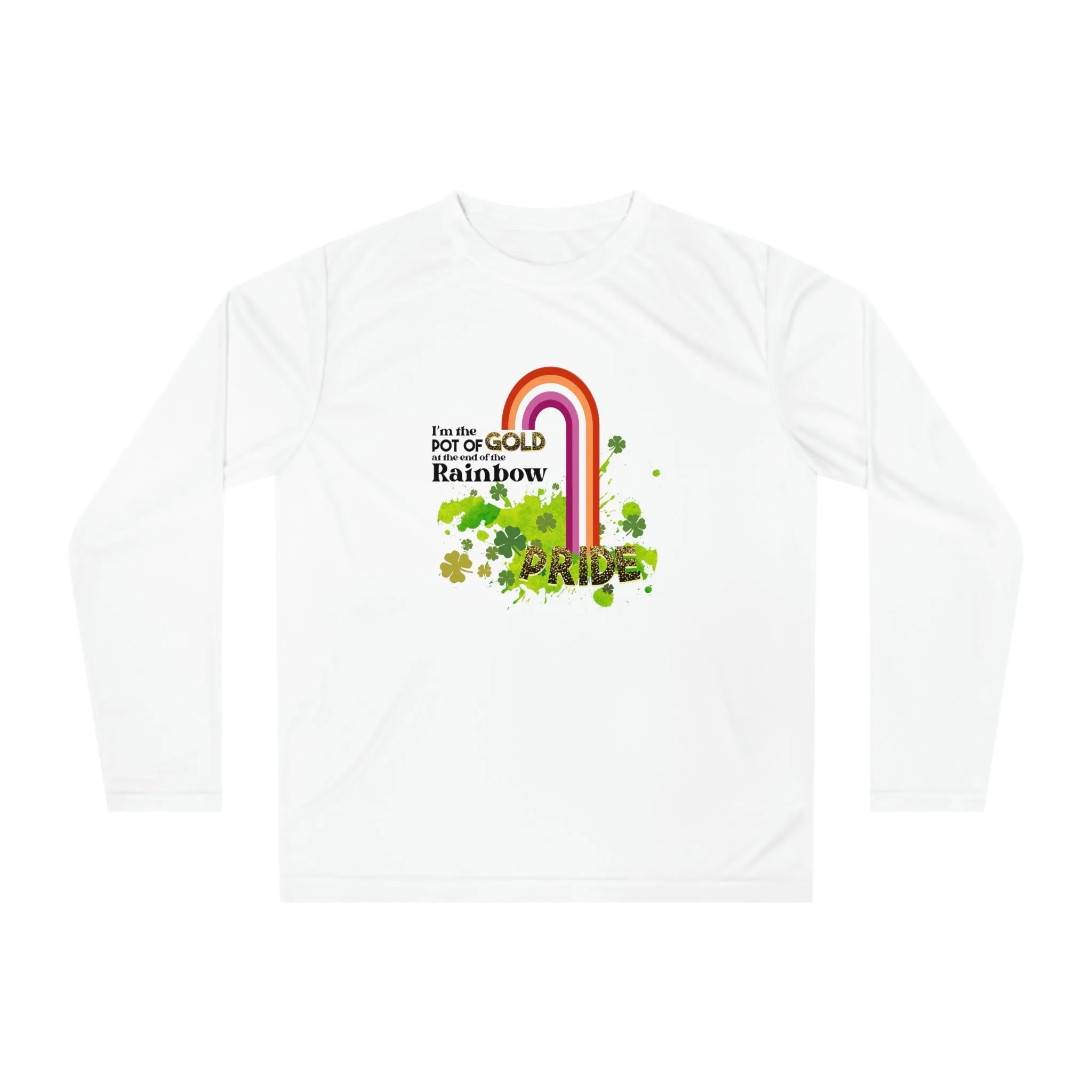 Lesbian Flag Unisex Performance Long Sleeve Shirt - Pot of Gold at the End of My Rainbow