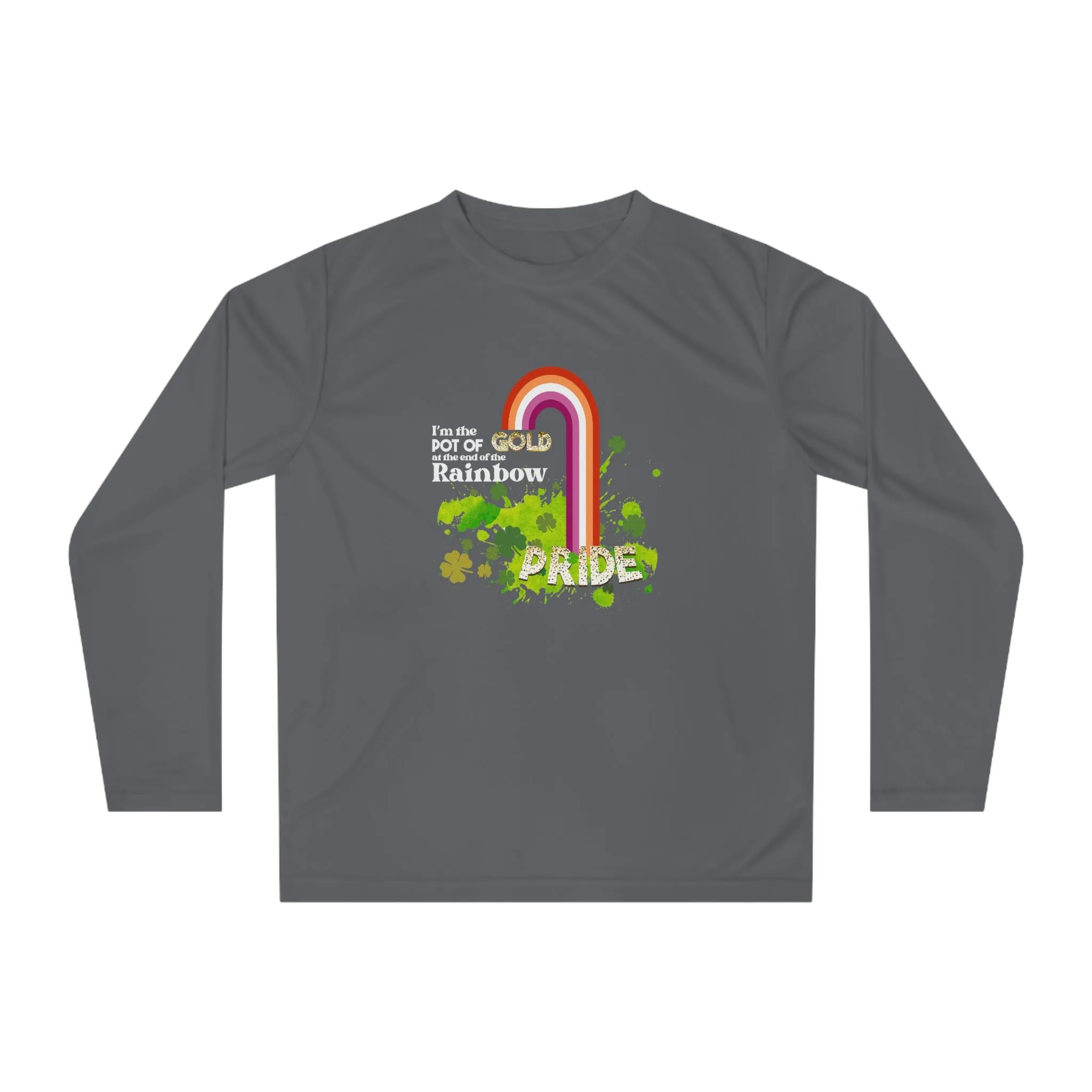 Lesbian Flag Unisex Performance Long Sleeve Shirt - Pot of Gold at the End of My Rainbow
