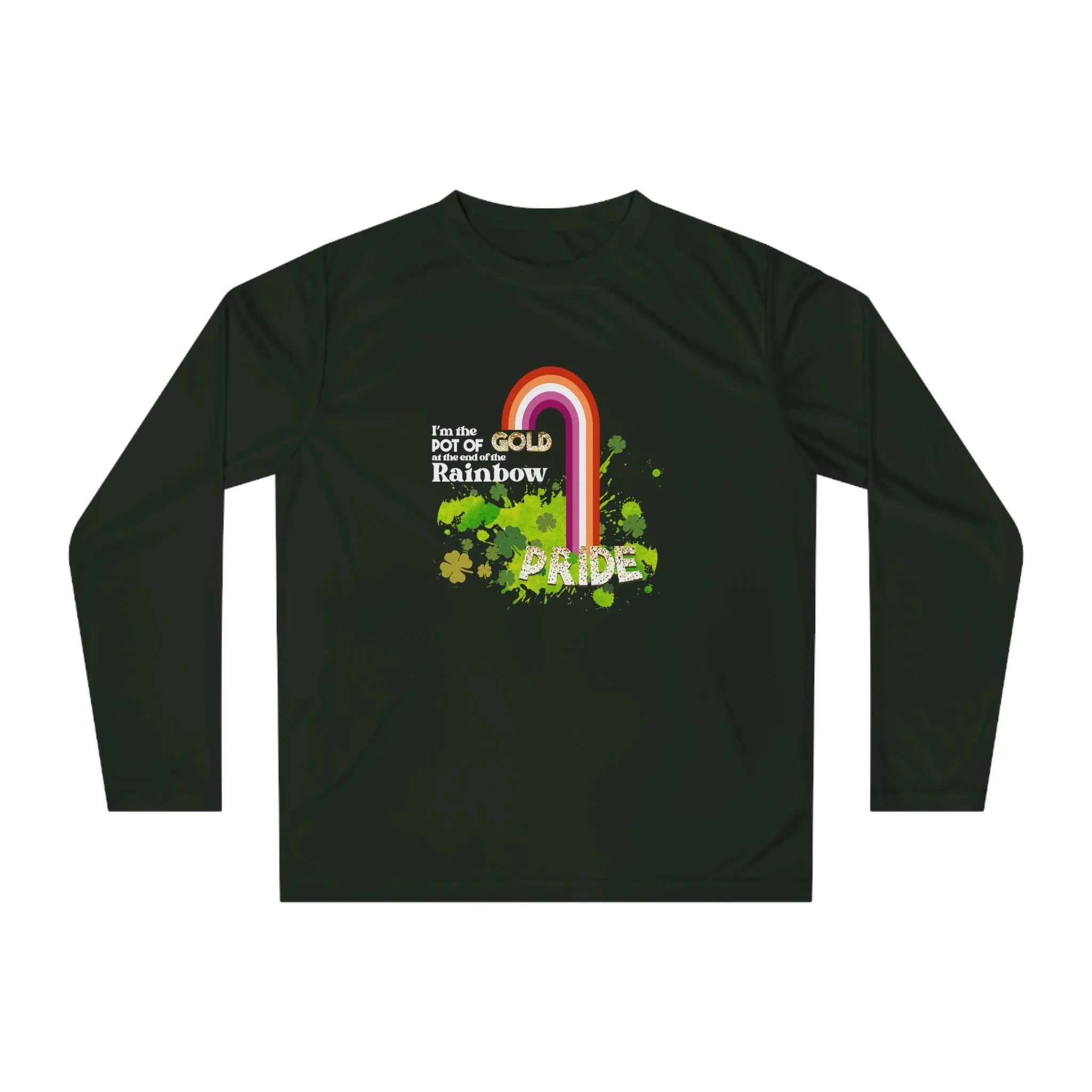 Lesbian Flag Unisex Performance Long Sleeve Shirt - Pot of Gold at the End of My Rainbow
