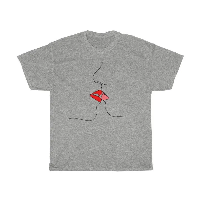 LGBTQ Shirt, Pride Shirt, Queer Shirt, Lesbian Kissing Line Art-lesbian Tshirt, Lesbian T Shirts