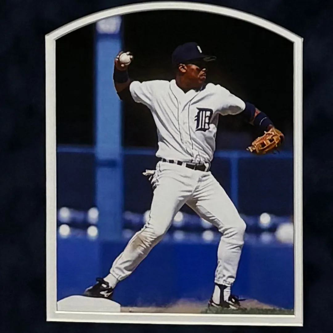 Lou Whitaker Signed Detroit White Custom Suede Matte Framed Baseball Jersey