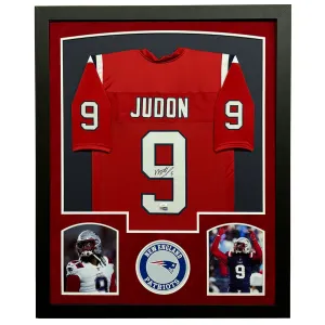 Matthew Judon Signed New England Red Custom Suede Matte Framed Football Jersey