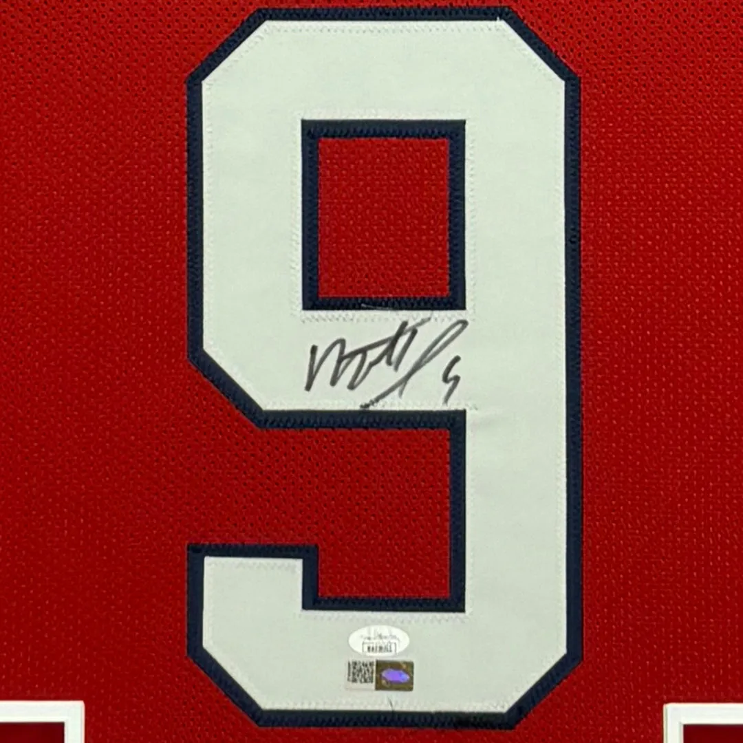 Matthew Judon Signed New England Red Custom Suede Matte Framed Football Jersey