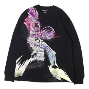 Men's Air Jordan SS22 23 Engineered '85 Printing Long Sleeves Black T-Shirt, Black