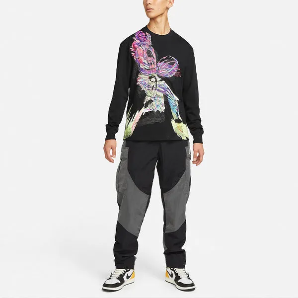 Men's Air Jordan SS22 23 Engineered '85 Printing Long Sleeves Black T-Shirt, Black