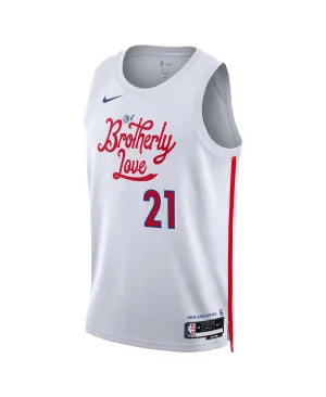 Men's and women's joel embiid white philadelphia 76ers 2022/23 city edition swingman jersey Nike, white
