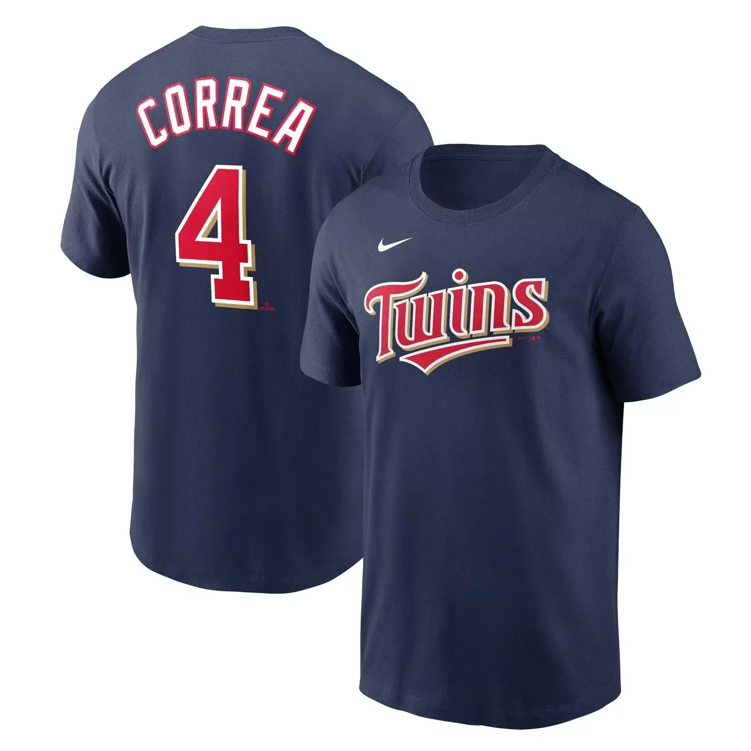 Men's Carlos Correa Minnesota Twins Navy Blue Name and Number Nike T-Shirt