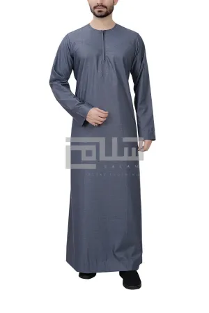 Men's Grey Omani Style Emirati Thobe | Jubba | Kandura