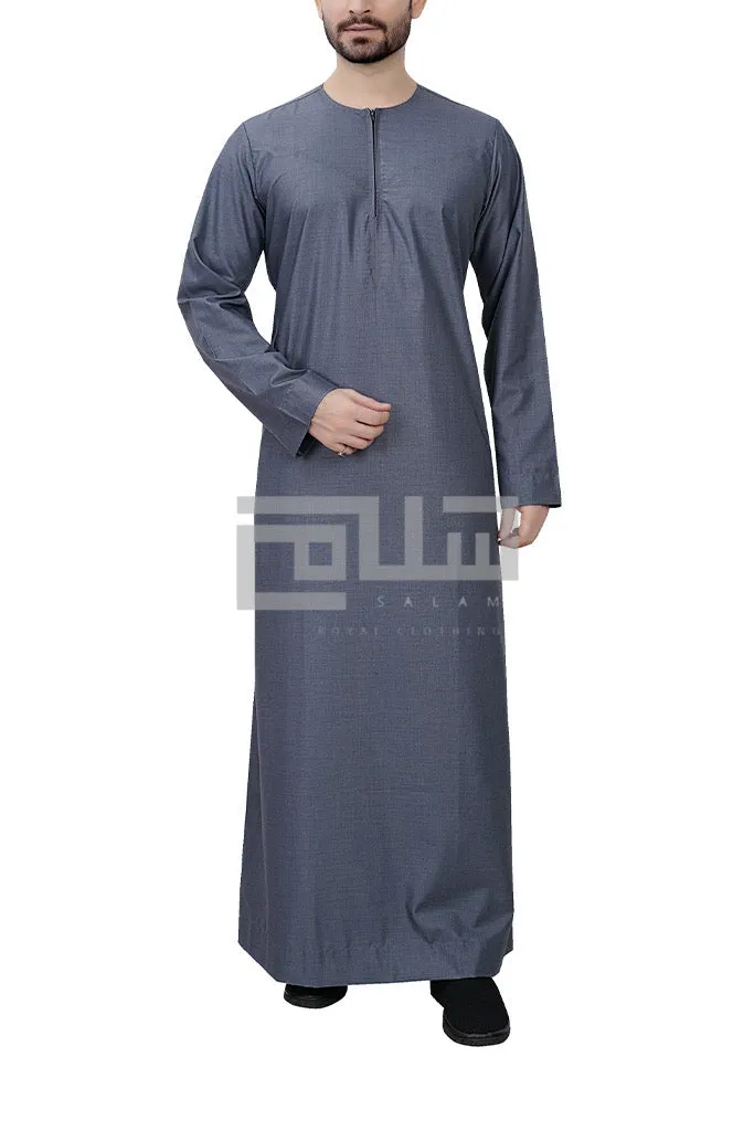 Men's Grey Omani Style Emirati Thobe | Jubba | Kandura