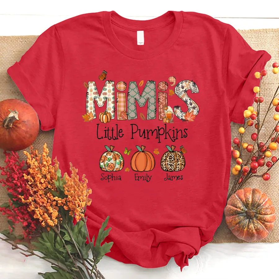 Mimi, Grandma, Nana Fall Doodle And Grandkids Autumn T-Shirt