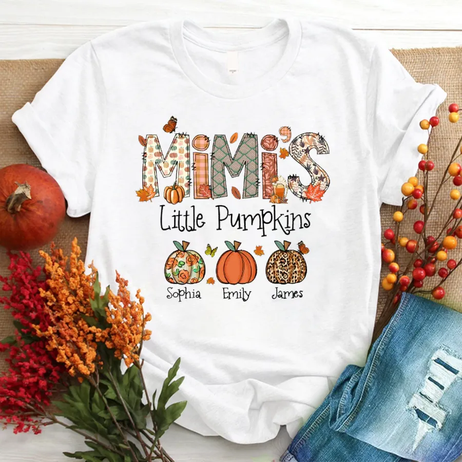 Mimi, Grandma, Nana Fall Doodle And Grandkids Autumn T-Shirt