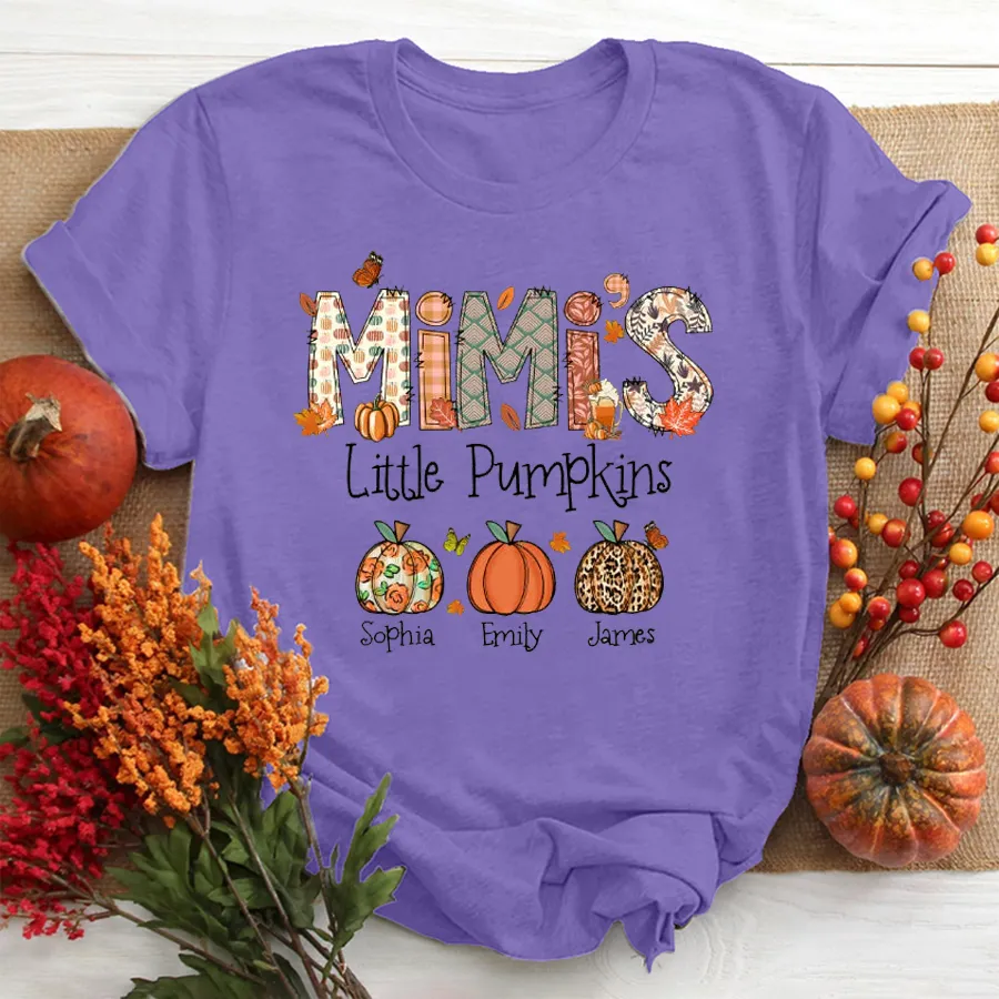 Mimi, Grandma, Nana Fall Doodle And Grandkids Autumn T-Shirt