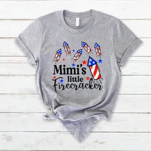Mimi's Little Firecracker With Kids TH T-Shirt, Independence Day Shirt for Mimi Nana