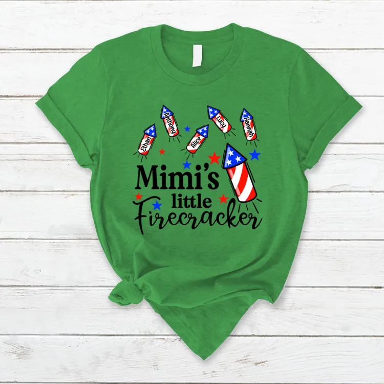 Mimi's Little Firecracker With Kids TH T-Shirt, Independence Day Shirt for Mimi Nana