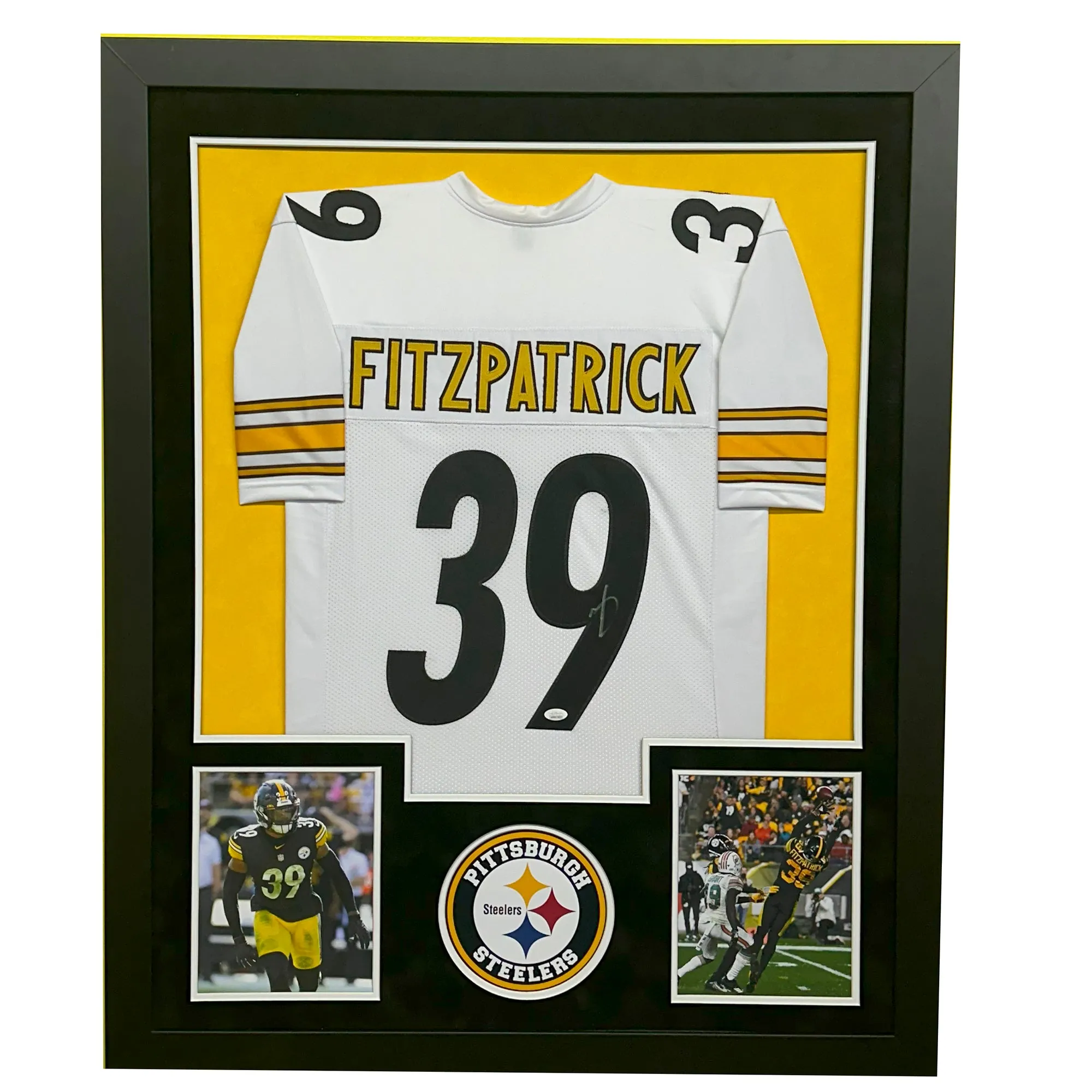 Minkah Fitzpatrick Signed Pittsburgh White Custom Double-Suede Framed football Jersey (PSA)