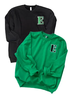 New Embroidered E Adult Green or Black Crewneck With or Without Black Sequin Star