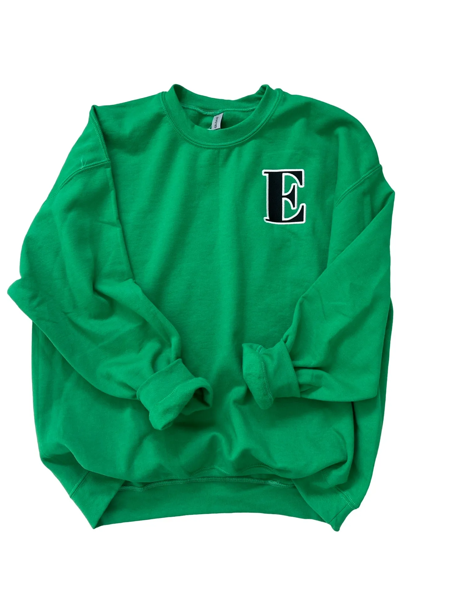 New Embroidered E Adult Green or Black Crewneck With or Without Black Sequin Star