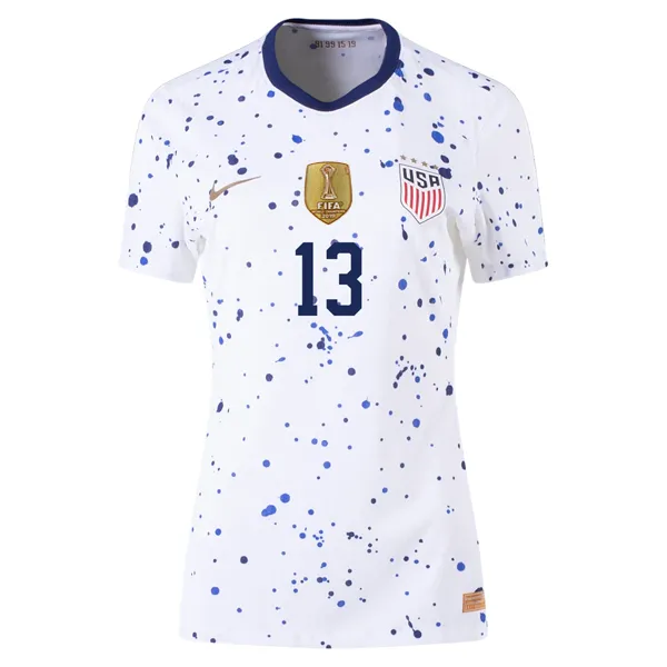 Nike Womens United States Alex Morgan 4 Star Authentic Match Home Jersey 23/24 w/ 2019 World Cup Champions Patch (White/Loyal Blue)