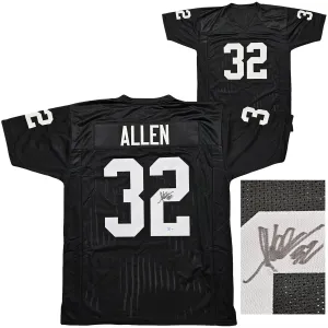 Oakland Raiders Marcus Allen Autographed Black Jersey Beckett BAS Witness Stock #215325