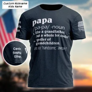 Papa Noun Like a Grandfather and Kids, Personalized Papa Shirt, Papa Define TShirt