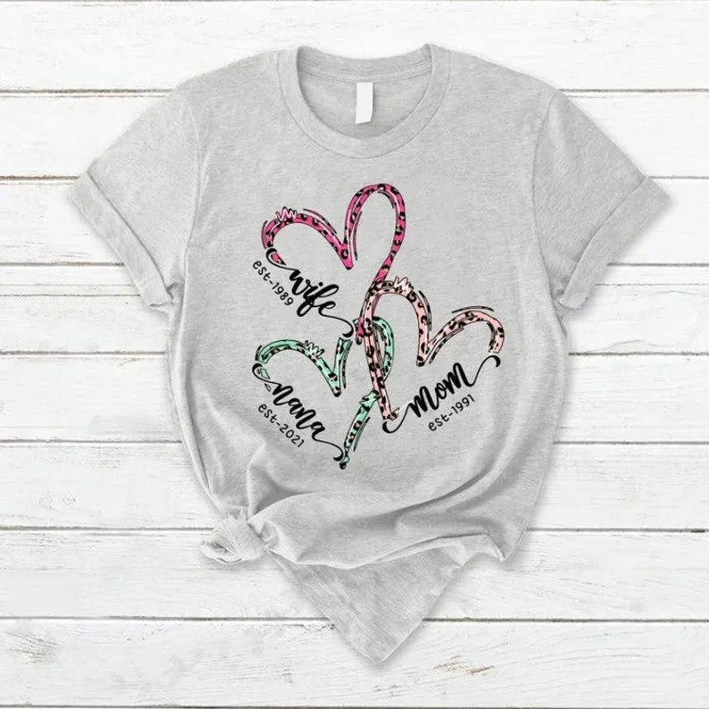Personalized Est Year Mothers Day Shirt For Grandma Wife Mom Nana Personalized Est Leopard Pattern