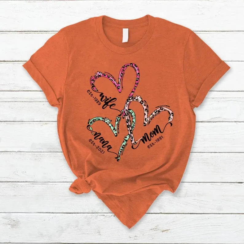 Personalized Est Year Mothers Day Shirt For Grandma Wife Mom Nana Personalized Est Leopard Pattern