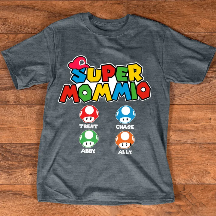 Personalized Funny Super Mommio, Mario Mommy T Shirt, Mother's Day Shirt With Son, Daughter Shirt