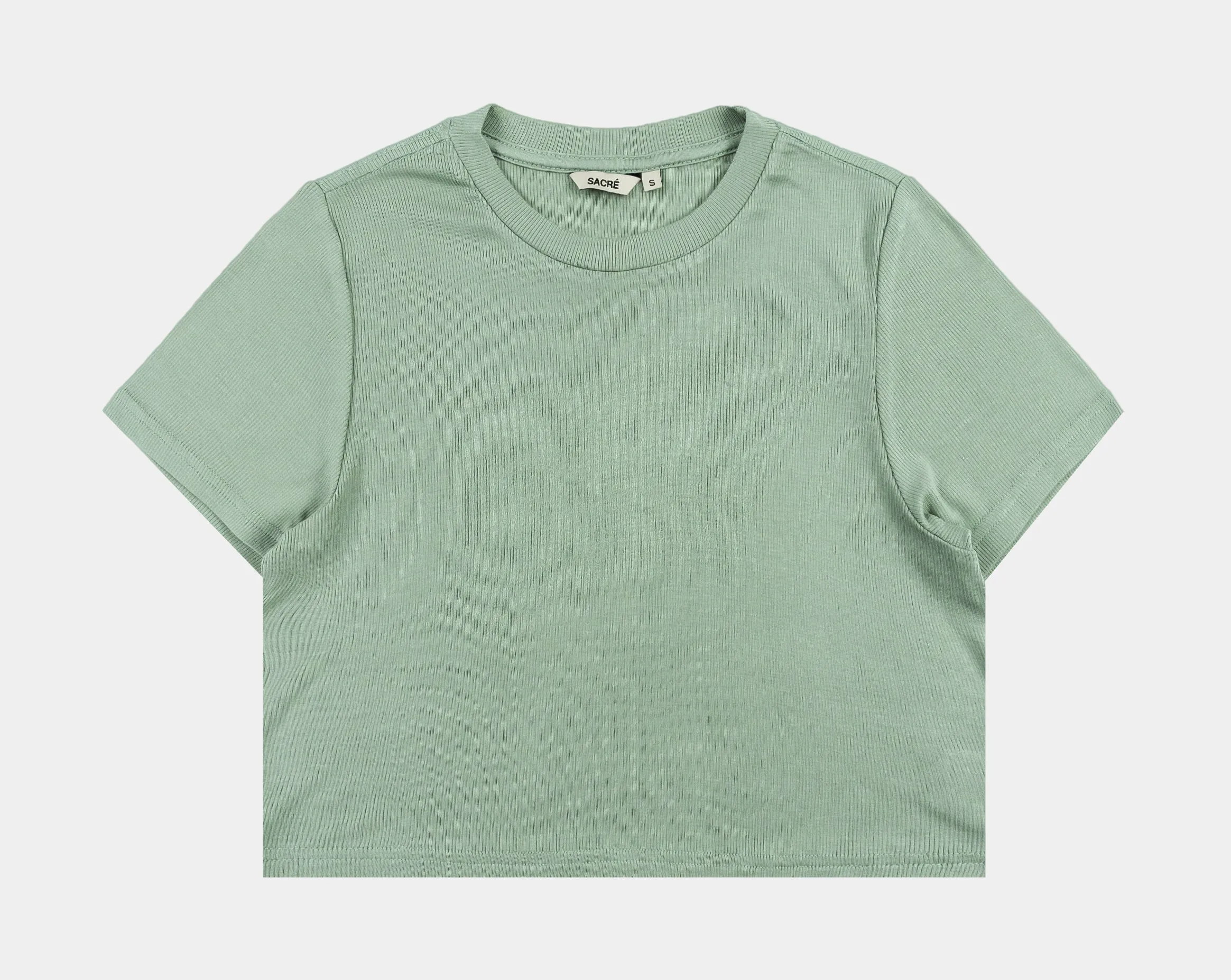 Raena Ribbed Womens Short Sleeve Shirt (Sage)