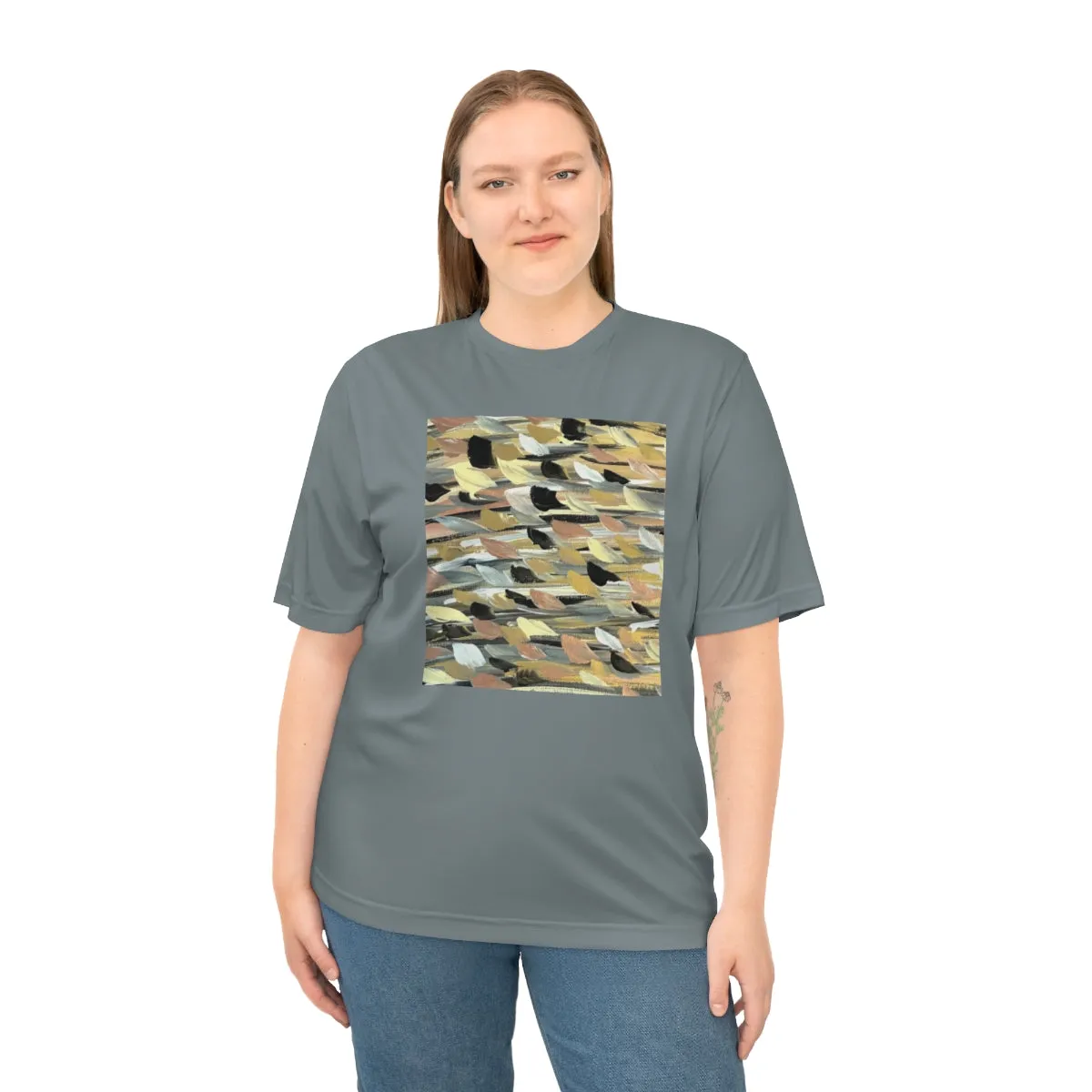 Rose Gold Brushstrokes  Unisex Zone Performance T-shirt