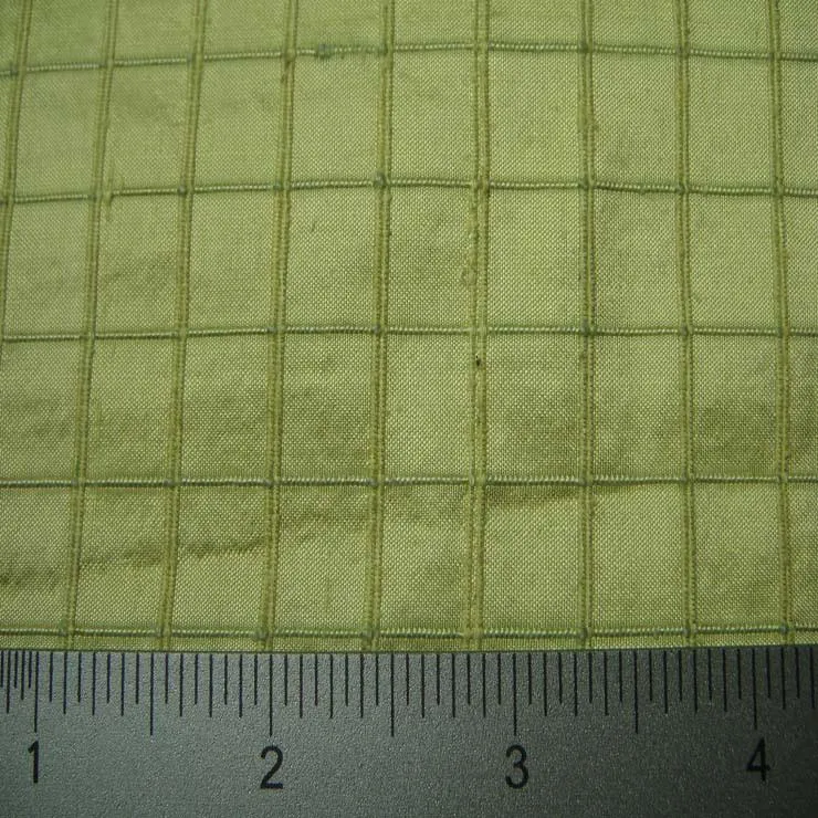 Silk Embroidered Grid Shantung