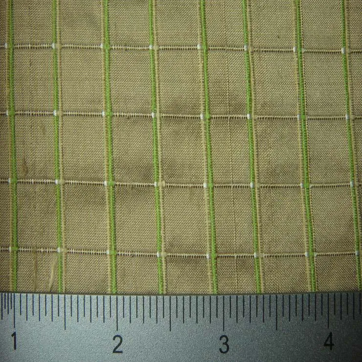 Silk Embroidered Grid Shantung