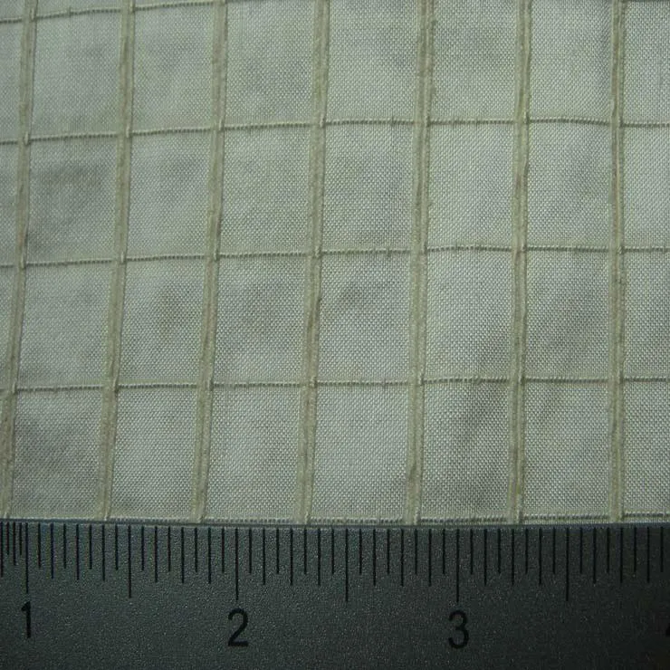 Silk Embroidered Grid Shantung