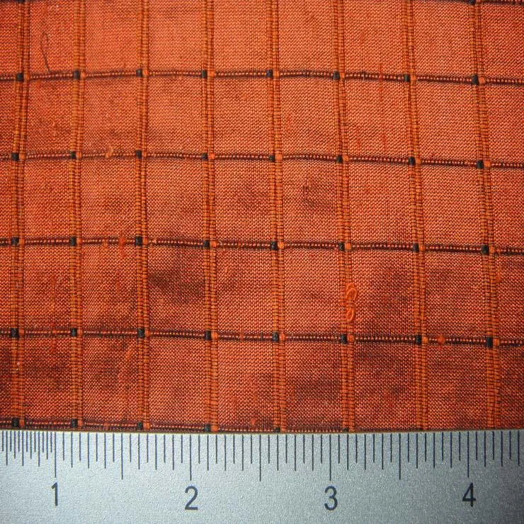 Silk Embroidered Grid Shantung