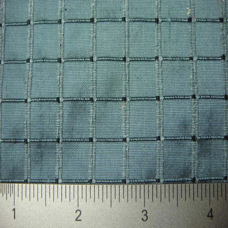 Silk Embroidered Grid Shantung