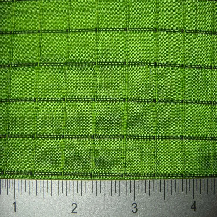 Silk Embroidered Grid Shantung