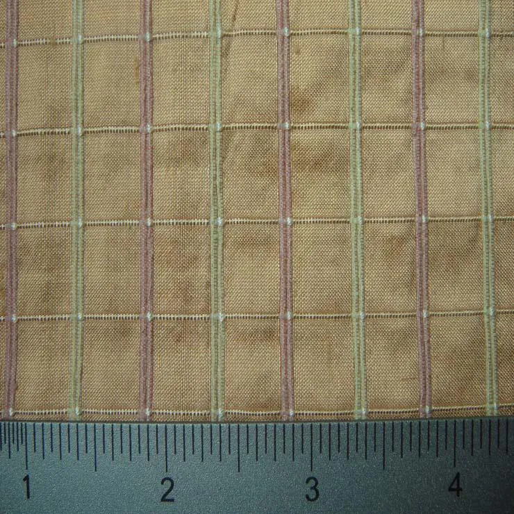 Silk Embroidered Grid Shantung