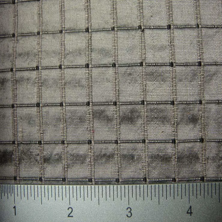 Silk Embroidered Grid Shantung