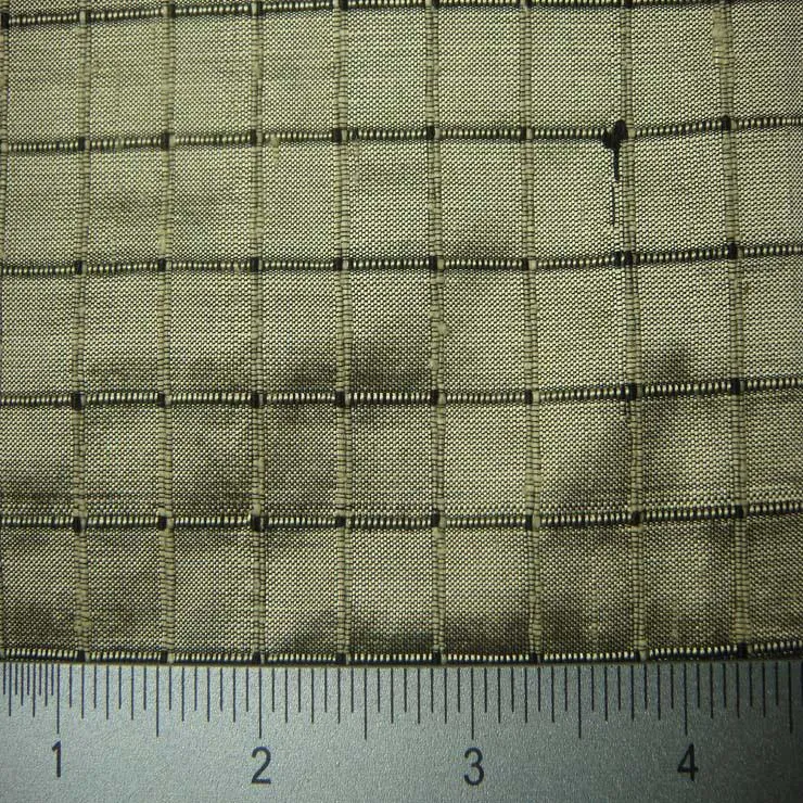 Silk Embroidered Grid Shantung