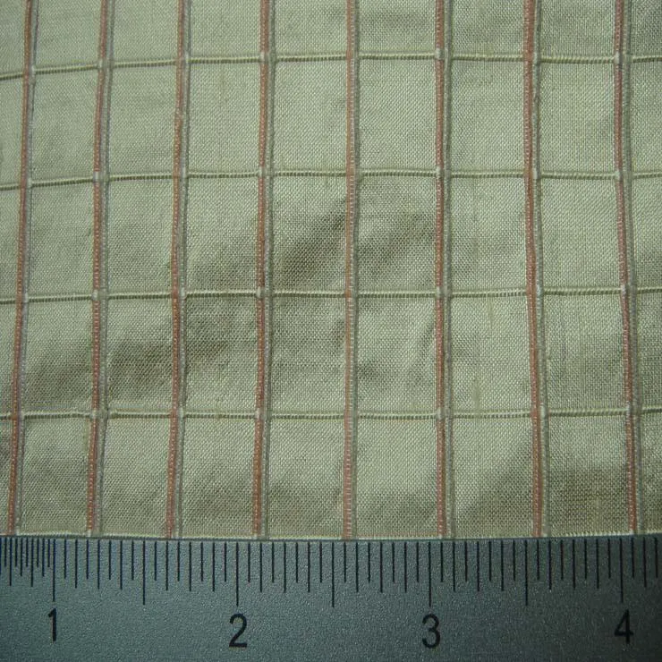 Silk Embroidered Grid Shantung