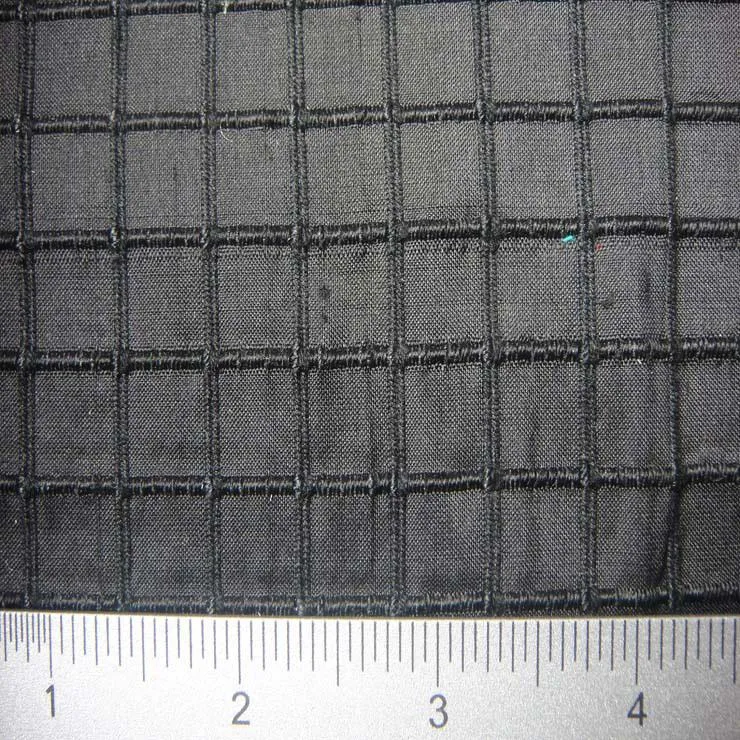 Silk Embroidered Grid Shantung