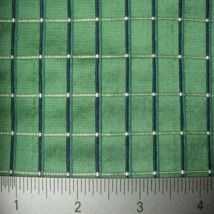 Silk Embroidered Grid Shantung