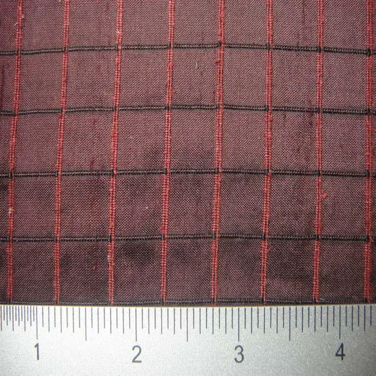 Silk Embroidered Grid Shantung