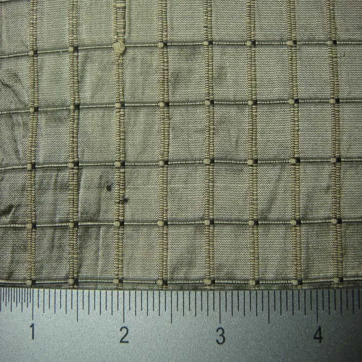 Silk Embroidered Grid Shantung