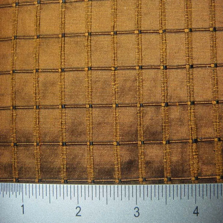 Silk Embroidered Grid Shantung