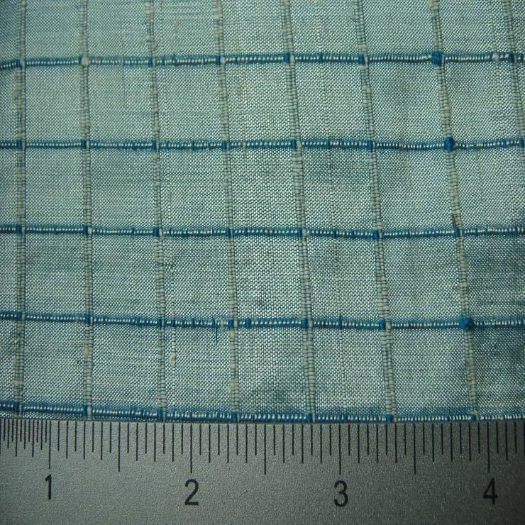 Silk Embroidered Grid Shantung